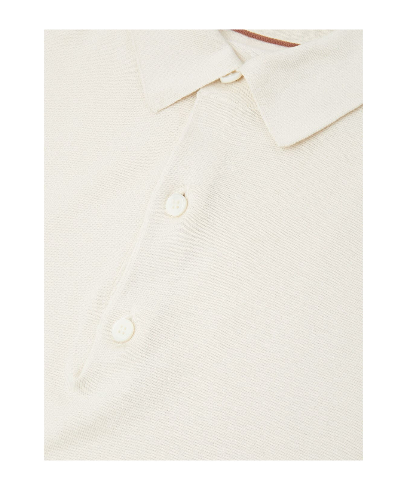Loro Piana Long-sleeved Polo Shirt In White