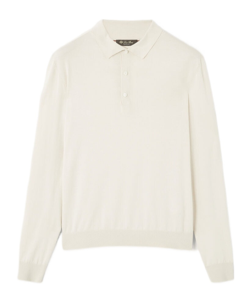 Loro Piana Long-sleeved Polo Shirt In White