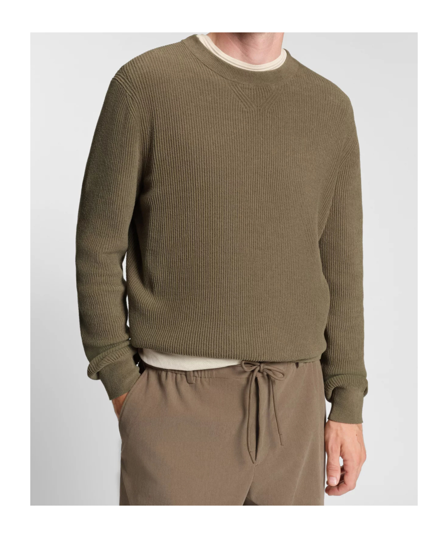 Hugo Boss Regular-fit Sweater With Corduroy Rib In Brown
