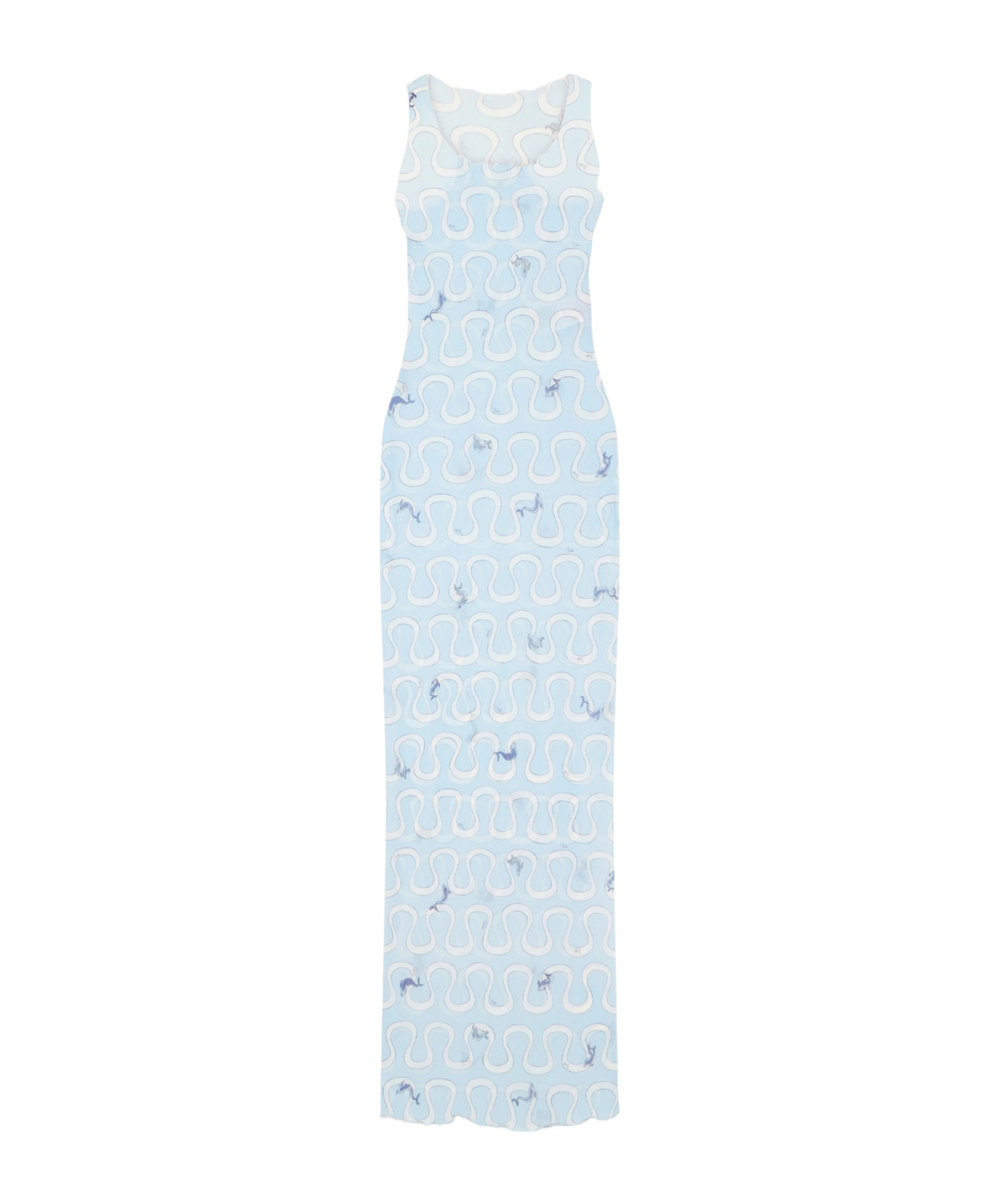 Pucci Printed Tulle Maxi Dress In Blue