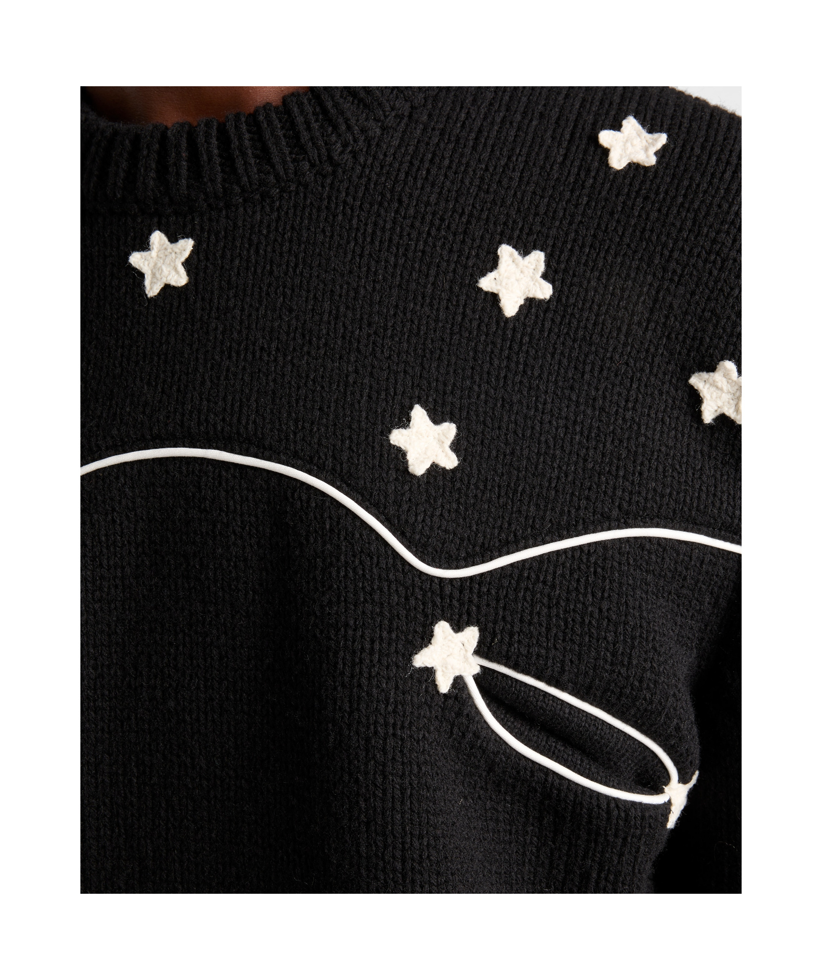 Prada Wool Crew Neck Sweater With Ribbed Cuffs In Black