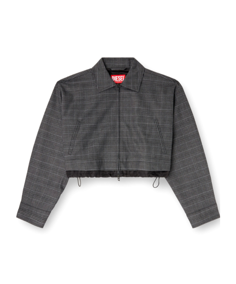 Diesel Checked Cropped Jacket In Gray