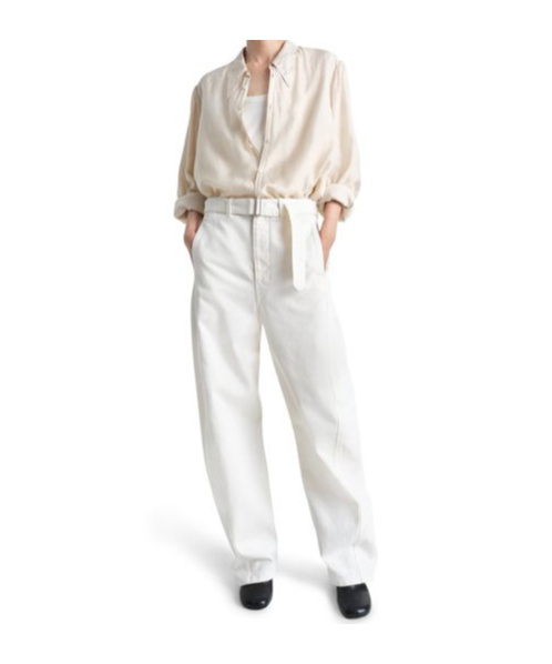 Lemaire Belt-loop Casual Pants In Off-white