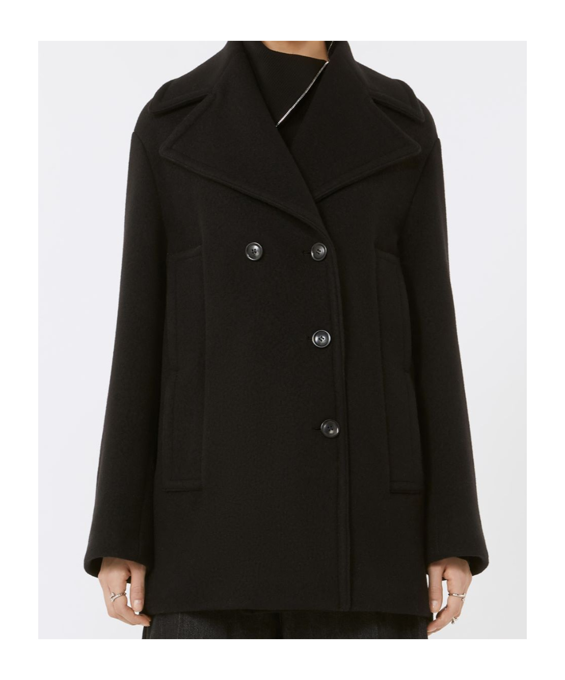 Sportmax Double-breasted Coat Front Pockets In Black