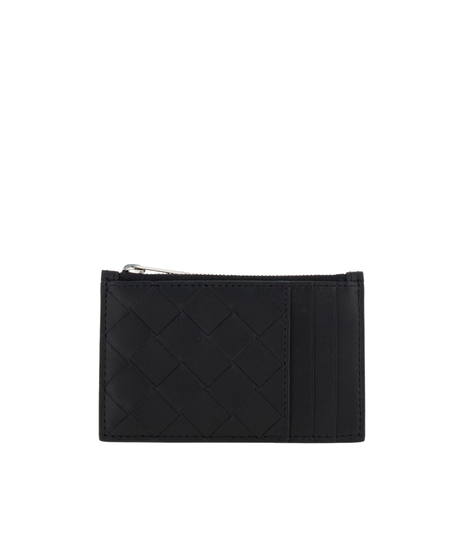 Bottega Veneta Black Card-holder With Intreccio Motif In Leather Man In Black