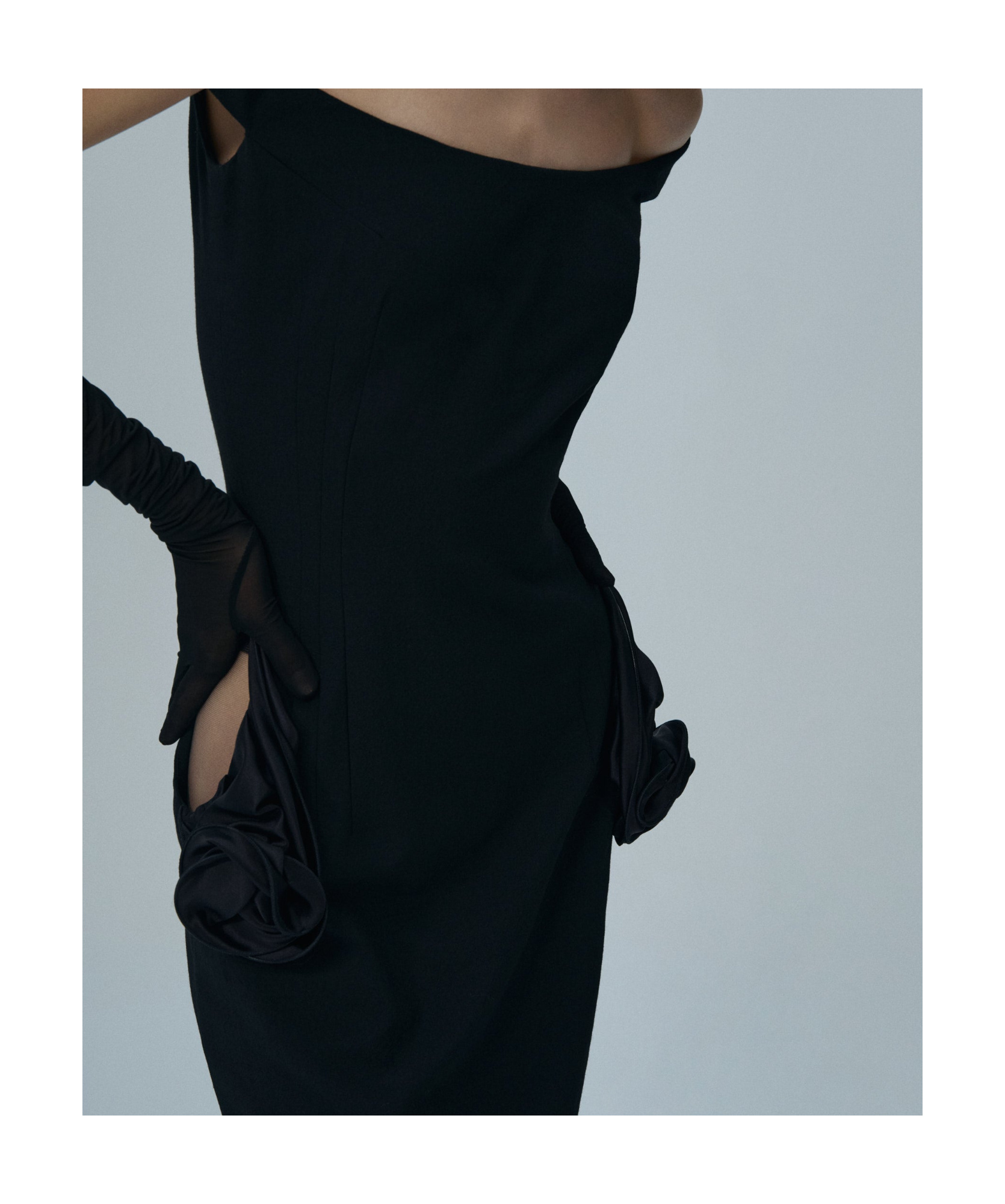Magda Butrym Floral Side Cut Out Midi Dress In Black In Black
