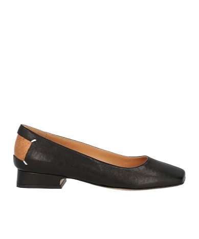 Maison Margiela Genuine Leather Ballet Flats In Black