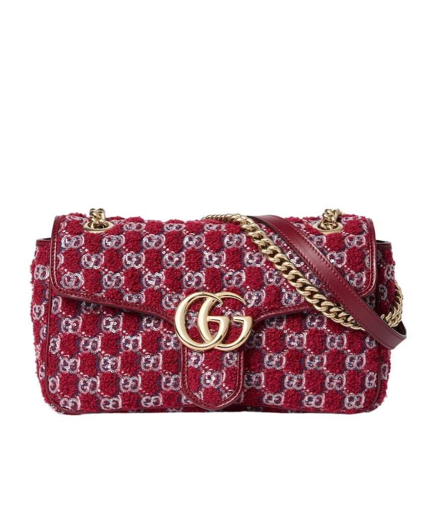 Gucci Small Gg Marmont Shoulder Bag In Red