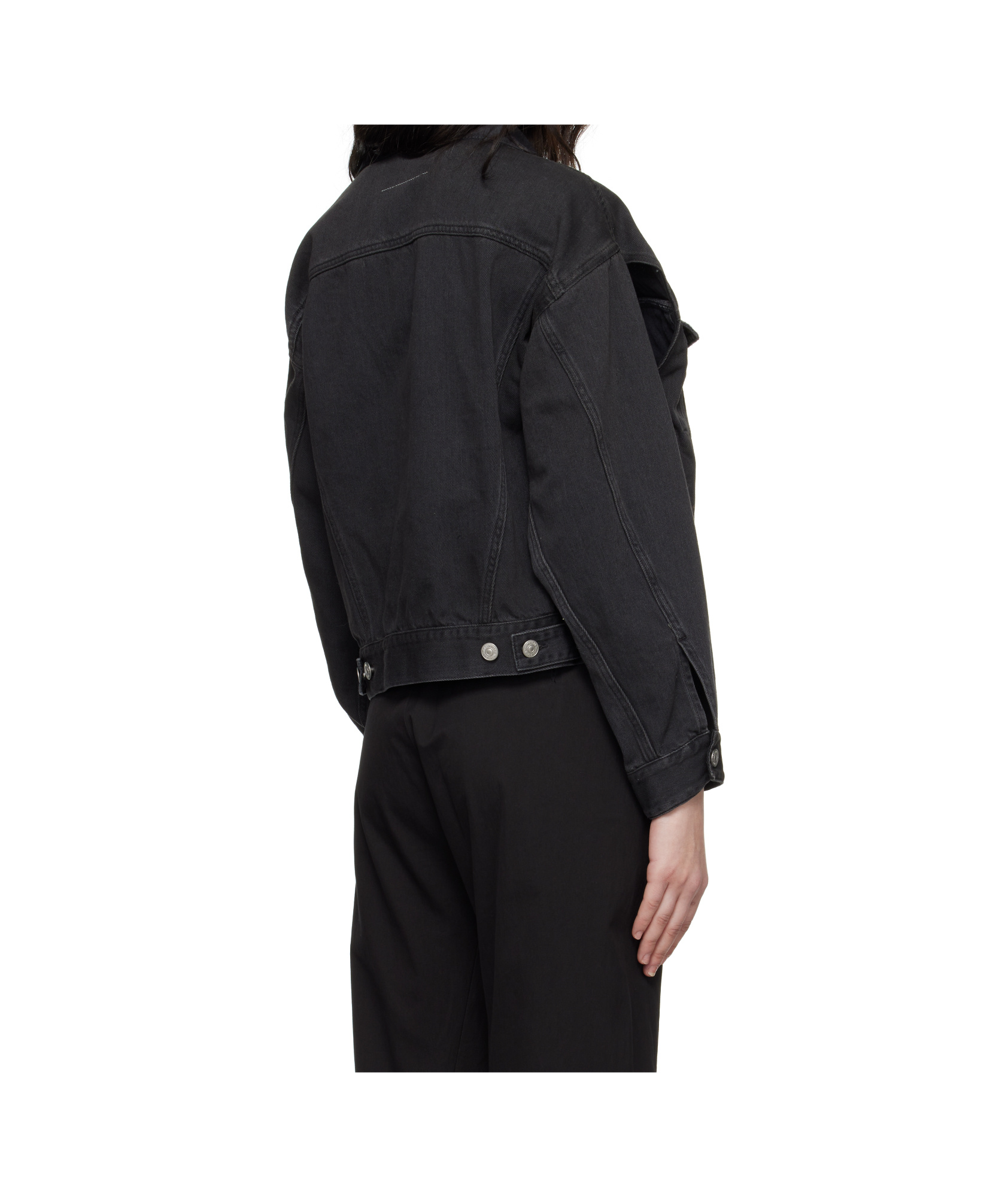 Mm6 Maison Margiela Black Splatter Effect Denim Jacket In Black