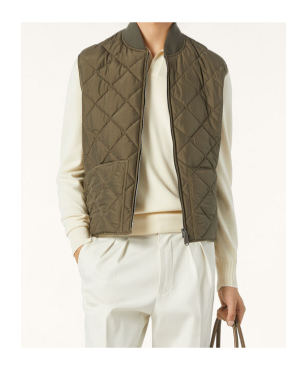 Loro Piana Diamond Quilted Vest In Gray