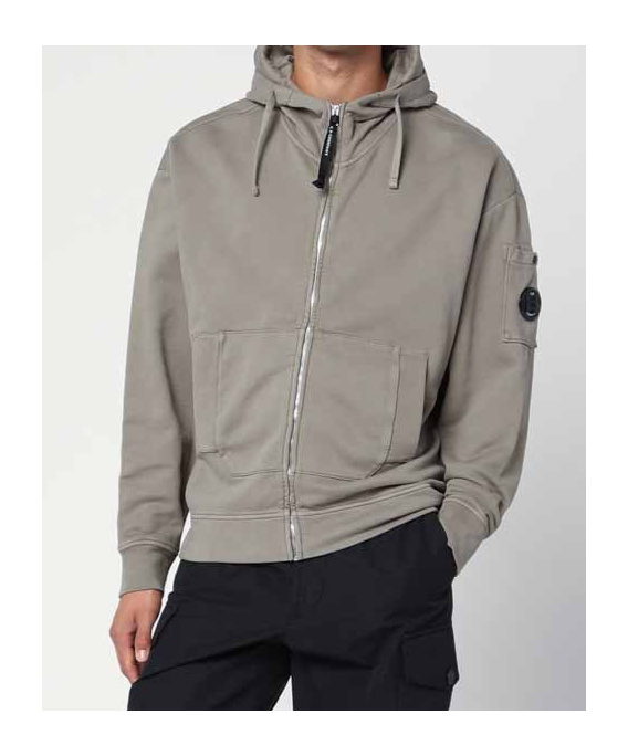 C.p. Company Long-sleeved Hooded Zip-up Sweatshirt In Gray