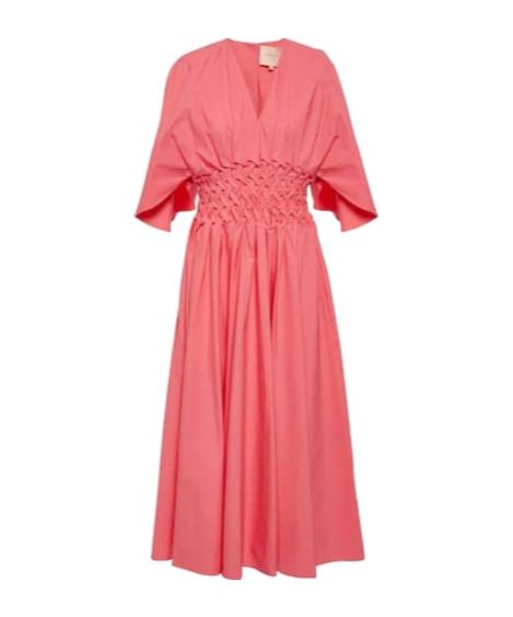 Roksanda Esti Cotton Poplin Midi Dress In Pink