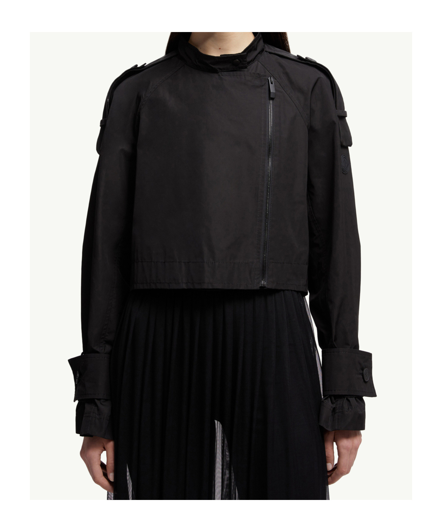 Moncler Asymmetrical Zip Jacket In Black
