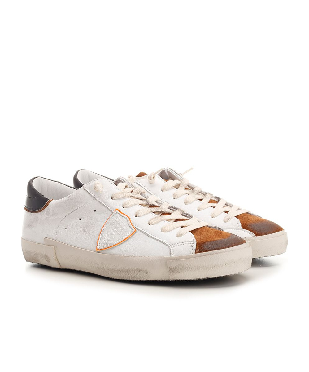 Philippe Model Prsx Low Vintage White Cognac Sneaker In White