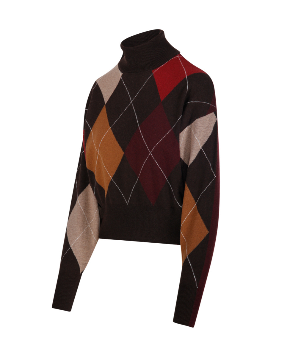 Nude Diamond-pattern Turtleneck Sweater In Brown