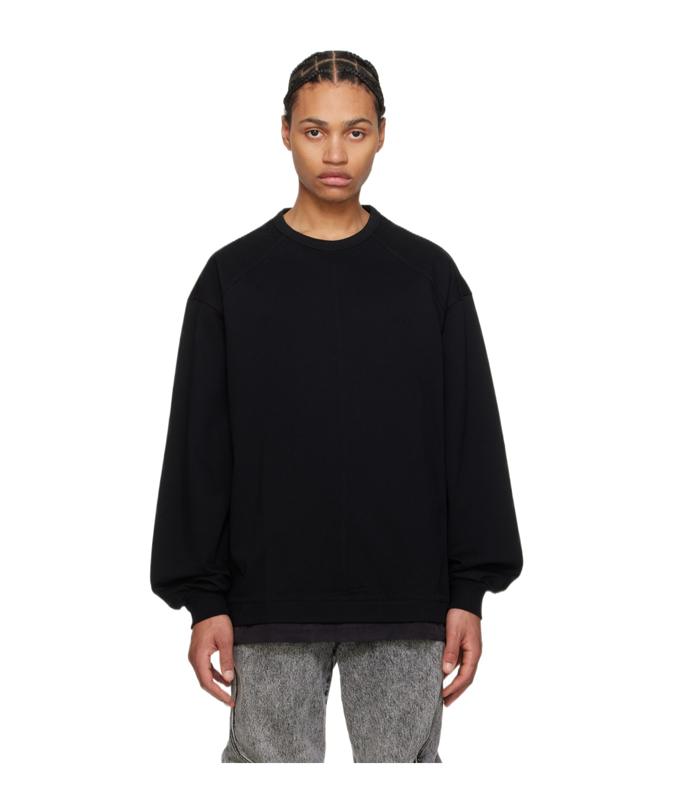 Juunj Zipped-side Cotton T-shirt In Black