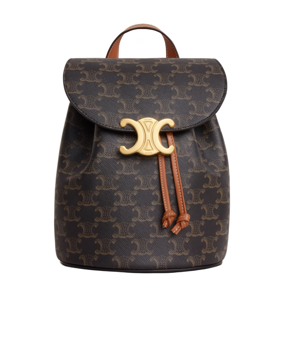 Celine Bonnie Logo Printed Backpack In Brown