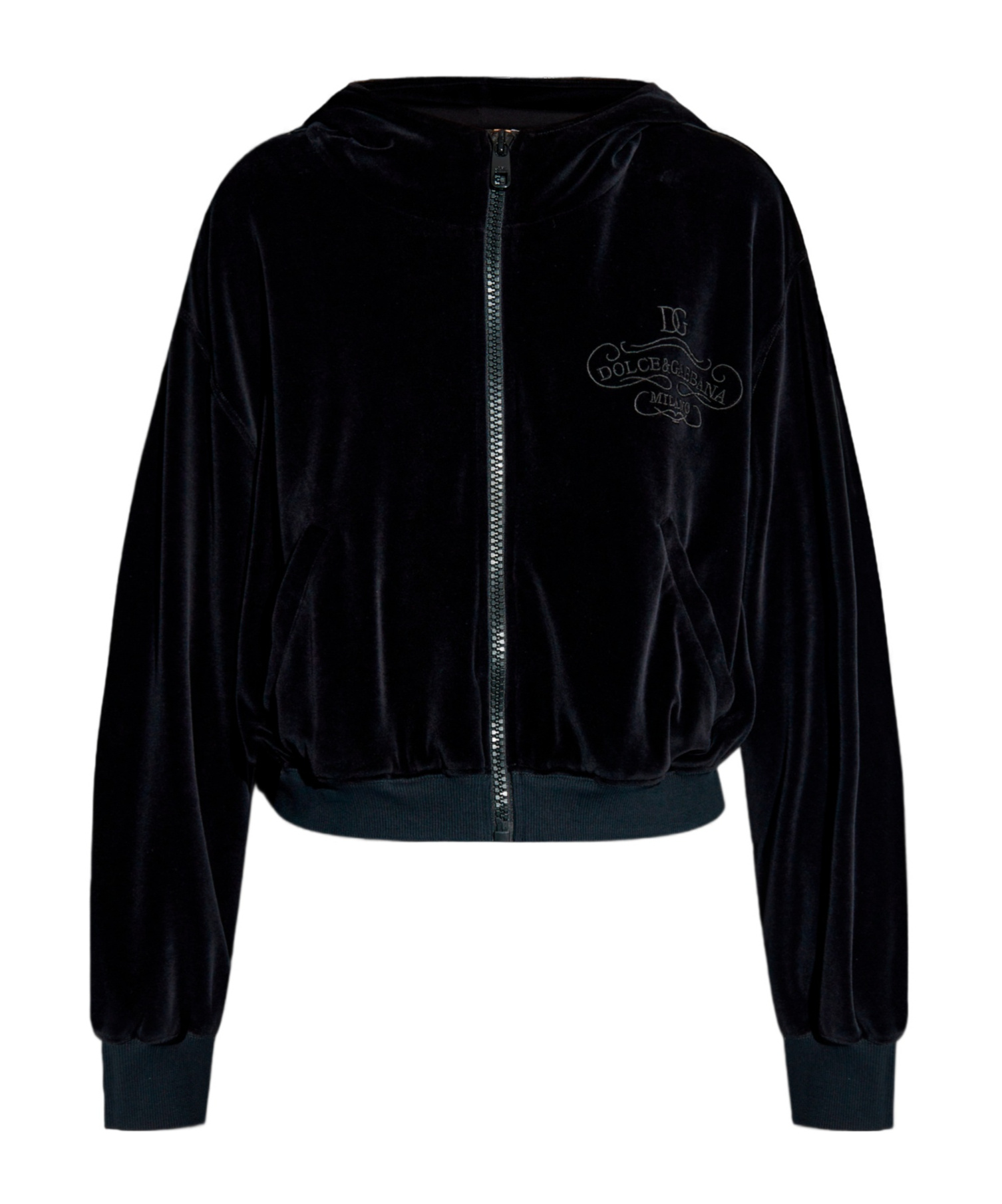 Dolce & Gabbana Logo Embroidery Chenille Hoodie In Black