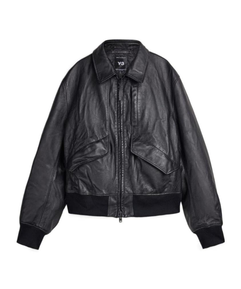 Y-3 Leather Bomber Jacket In Black