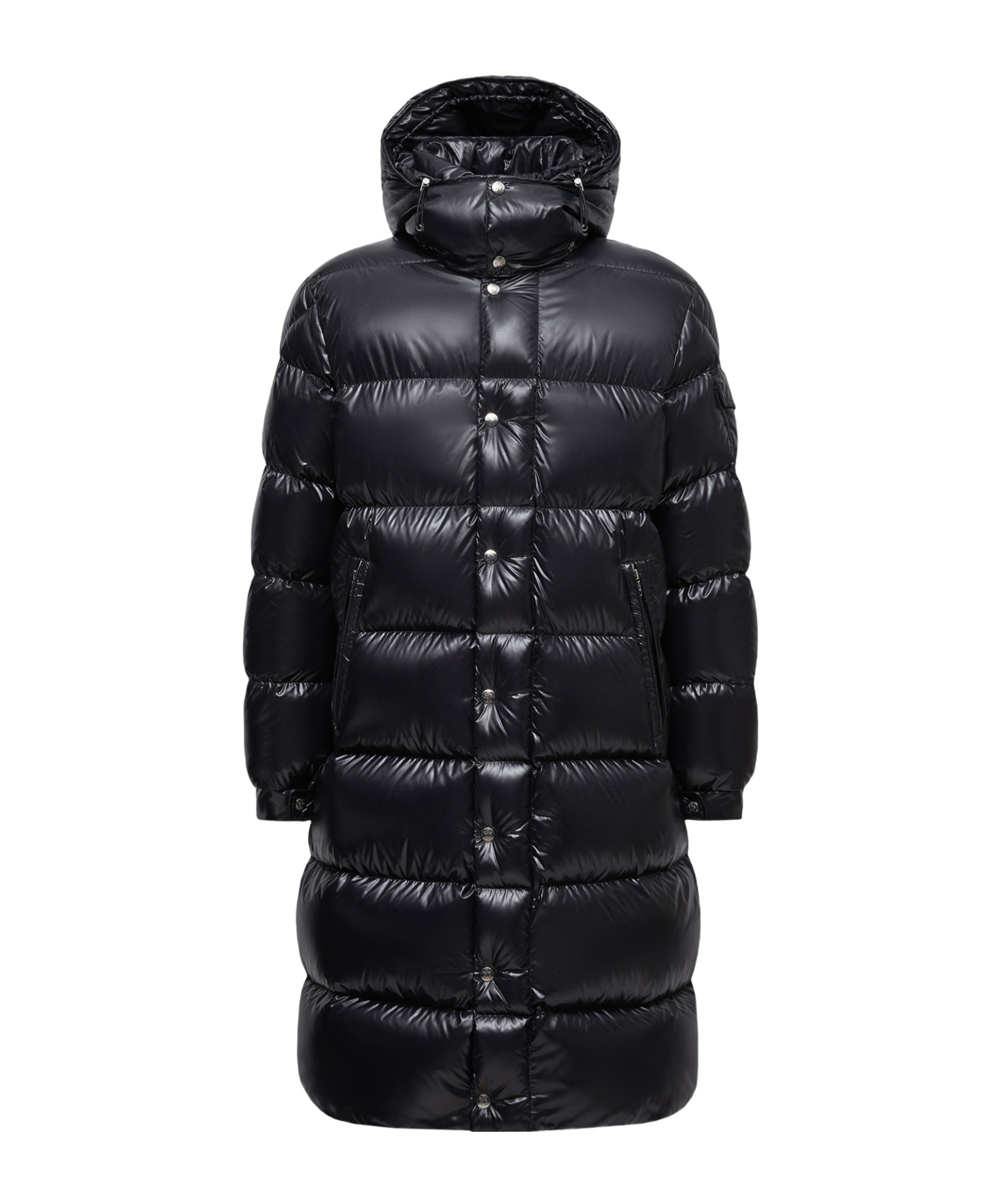 Moncler Doudoune Longue À Capuche Et Matelassage En Carré Hanoverian In Black