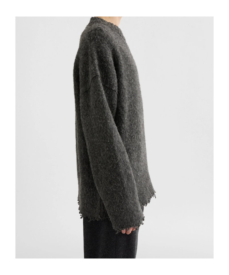 Jil Sander Brushed Frayed-hem Wool Sweater In Black