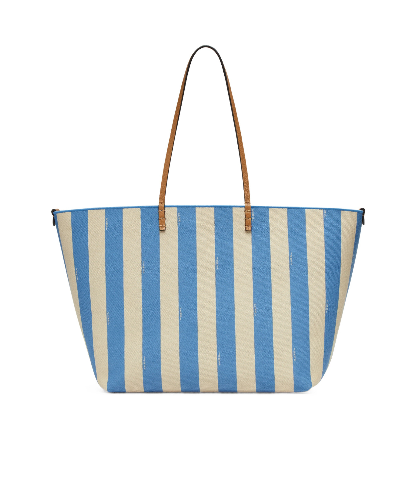 Fendi Large Reversible Shopping Bag With Embroidered Fabric In Blue