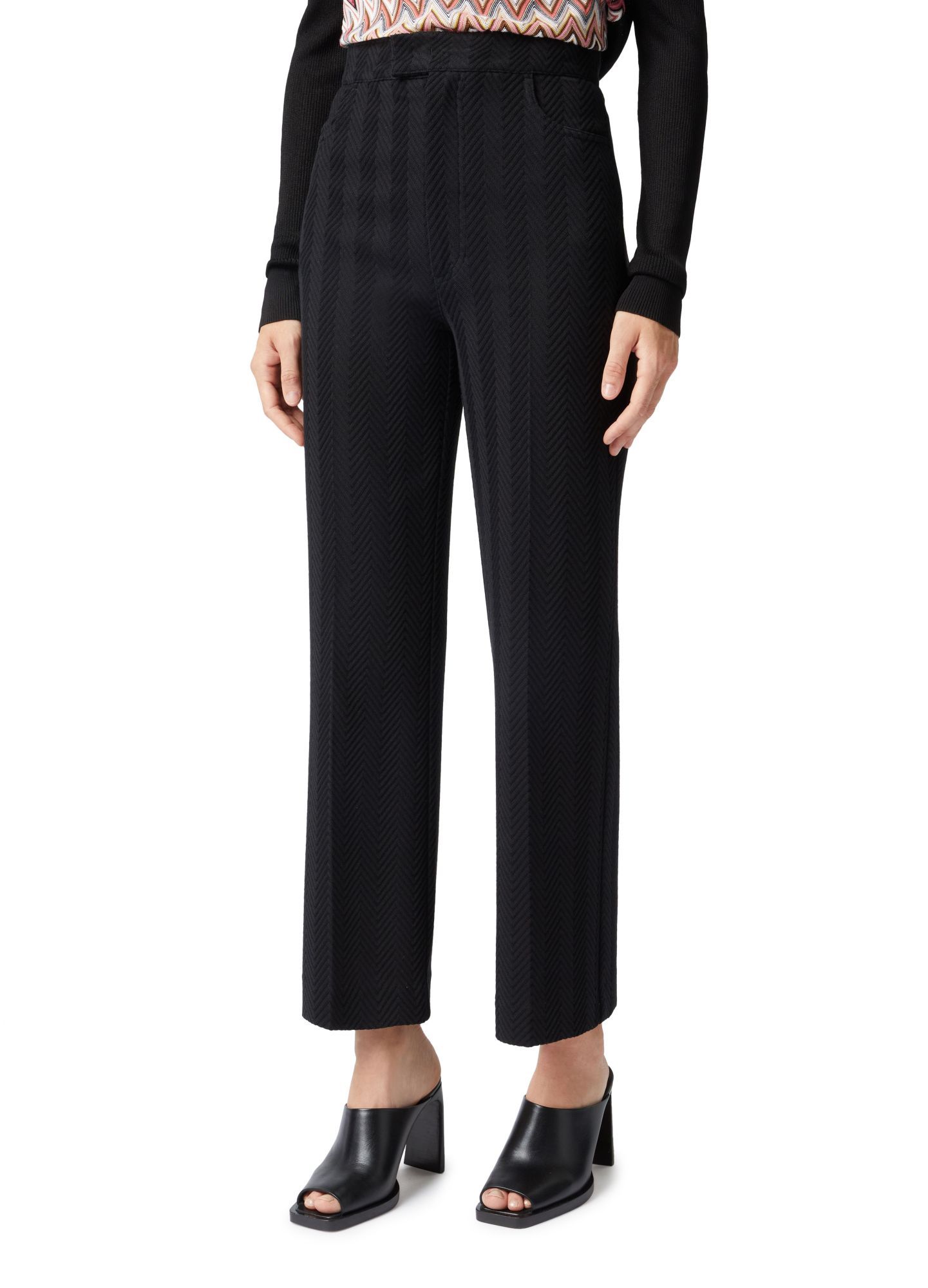 Missoni Zigzag-pattern Straight Trousers In Black