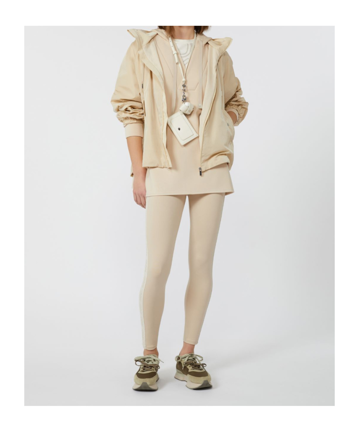 Weekend Max Mara Long Scuba Jersey Sweatshirt In Neutral