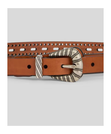 Etro Leather Belt With Openwork In Brown