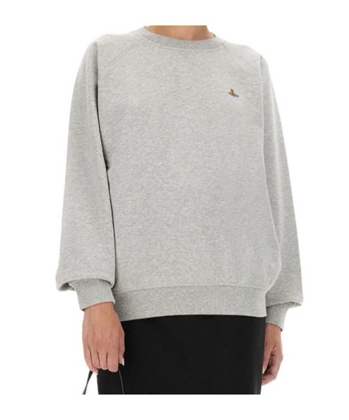 Vivienne Westwood Relaxed Fit Long-sleeve Cotton Sweatshirt With Embroidered Logo In Gray