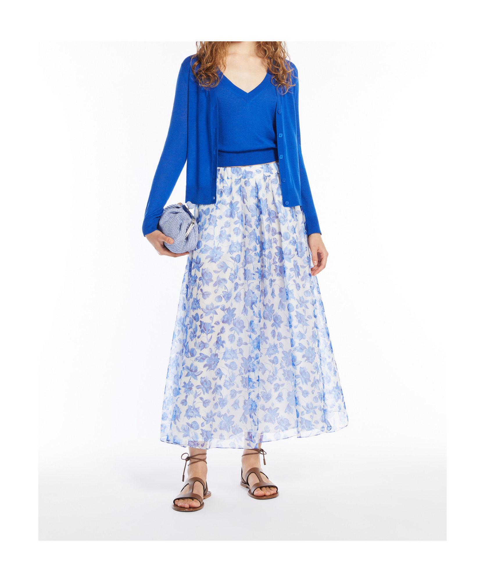 Weekend Max Mara Long-sleeved Cardigan And Vest Combination Two-piece Set In Blue