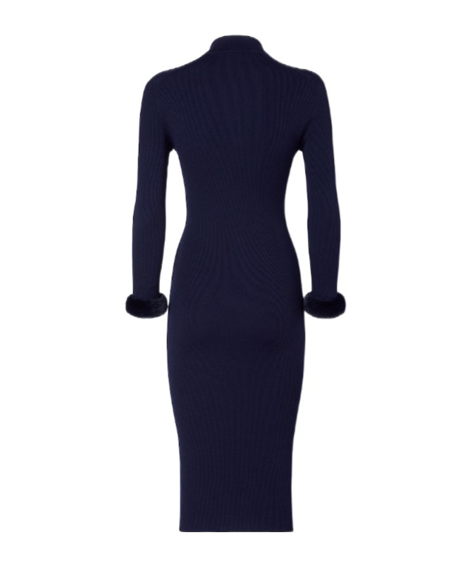 Fendi Blue Wool And Silk Dress In Blue