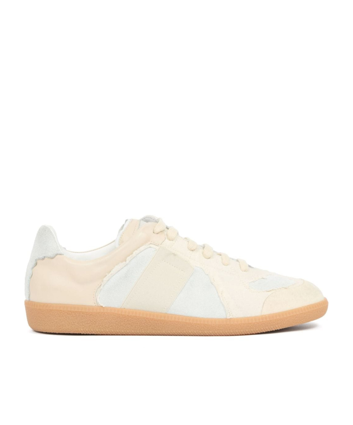 Maison Margiela Off White Leather And Grey Suede Replica Sneakers In White