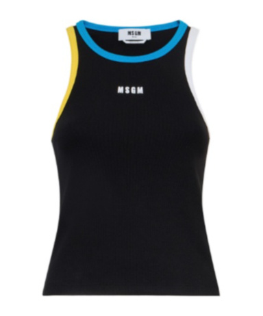 Msgm Logo-embroidered Tank Top In Black