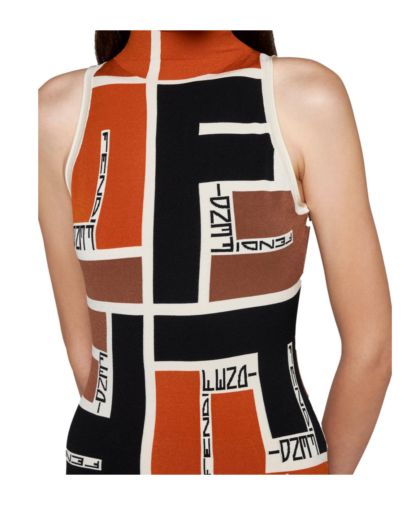 Shop Fendi Colour-block High-neck Minidress In Black