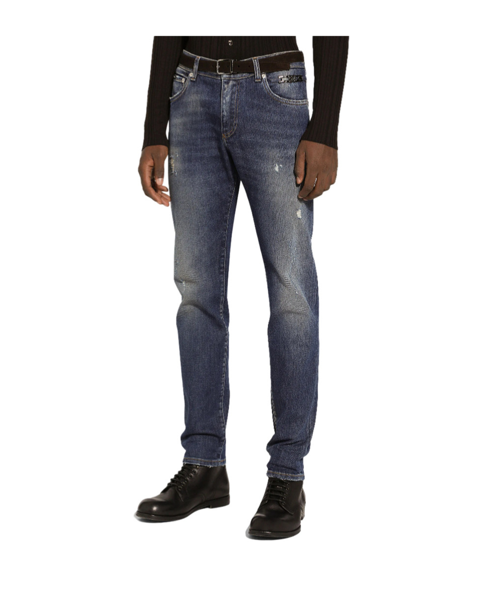Dolce & Gabbana Men's Distressed Effect Skinny Jeans In Blue