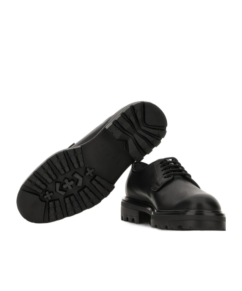 Hogan Chunky Sole Round Toe Derby Shoes In Black
