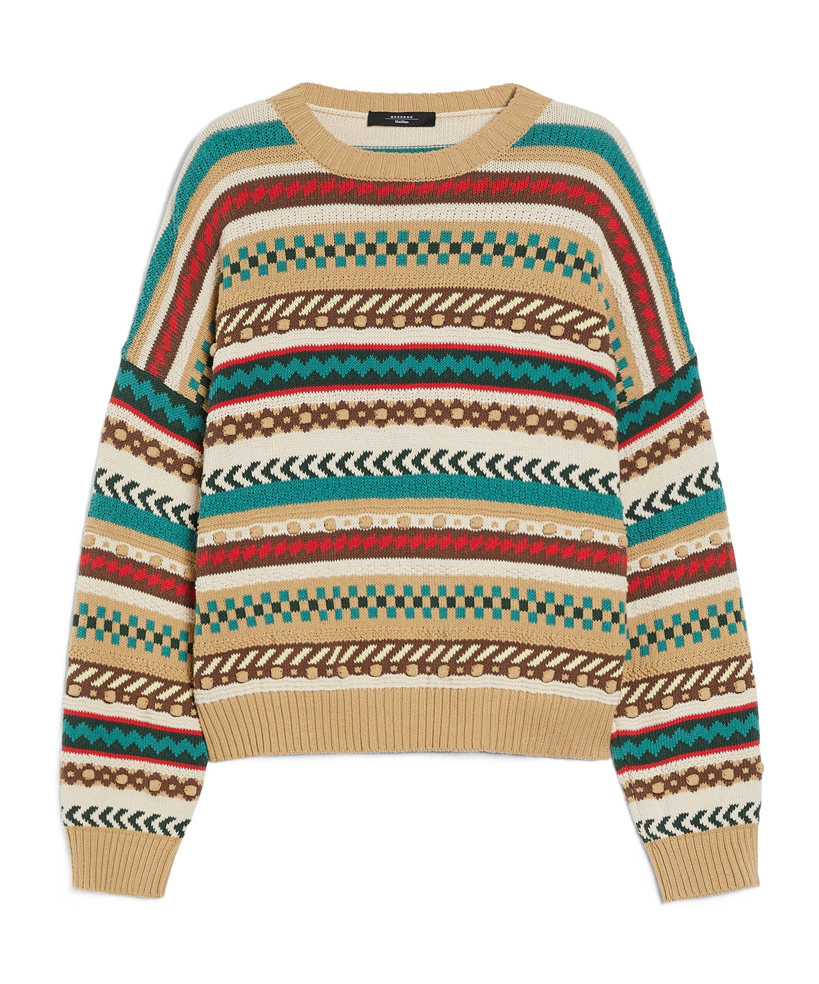 Weekend Max Mara Women's Novara - Cotton Jumper With Jacquard Design Sweater In Nude