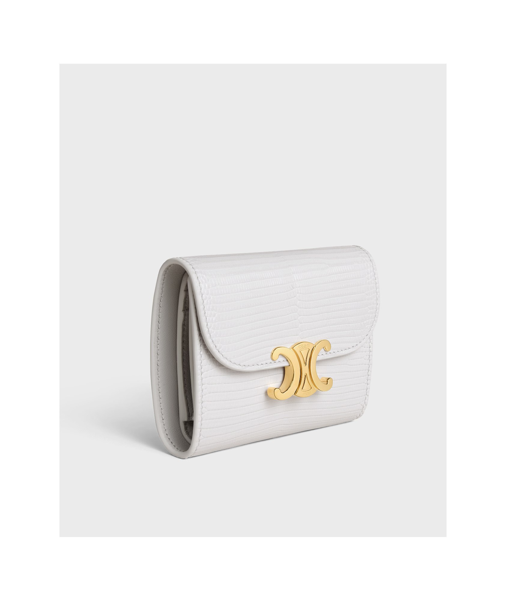 Celine Triomphe Small Flip Wallet In Cloud Gray