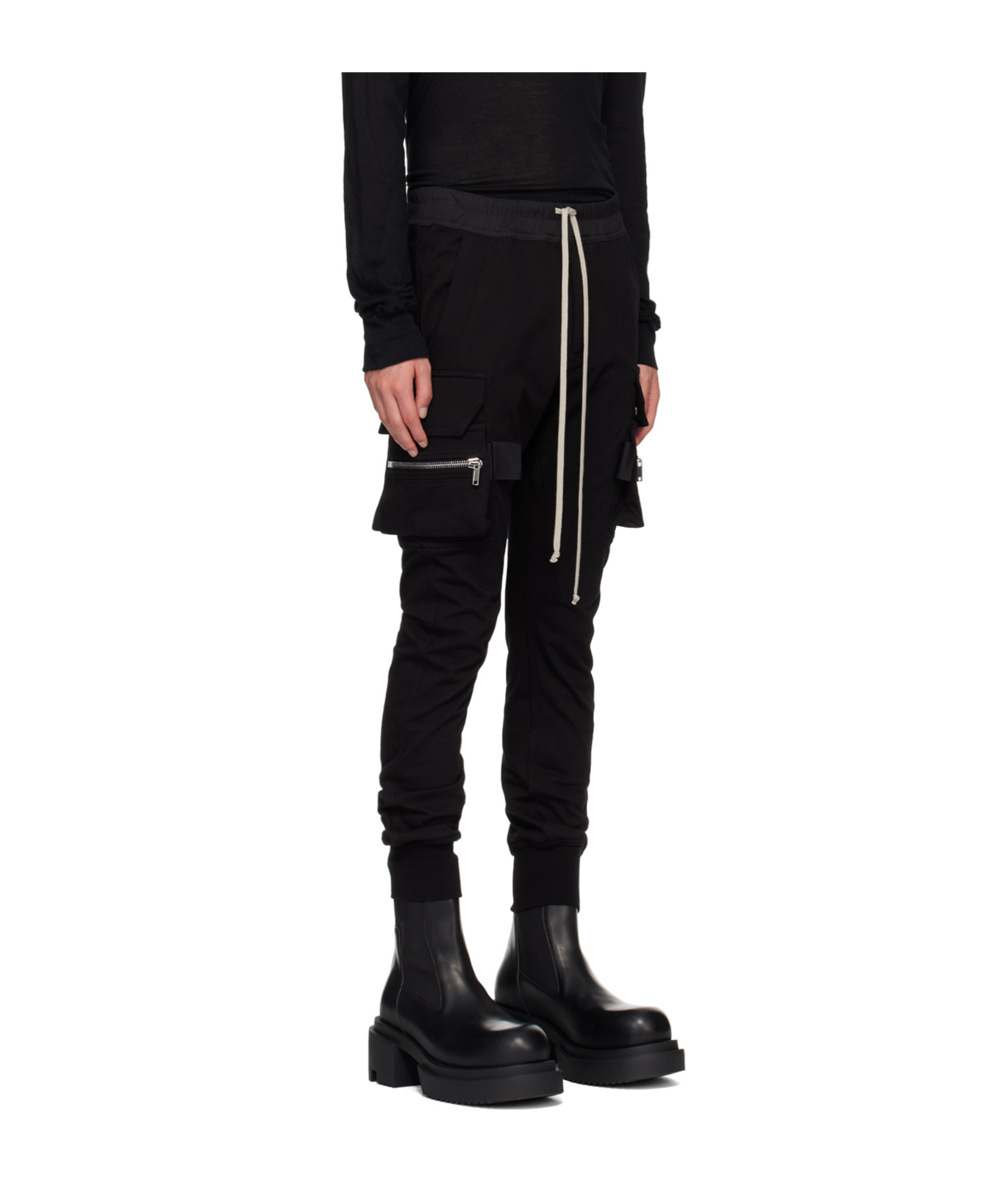Rick Owens Men Mastodon Megacargo Organic Cotton Jogging Trouser In Black