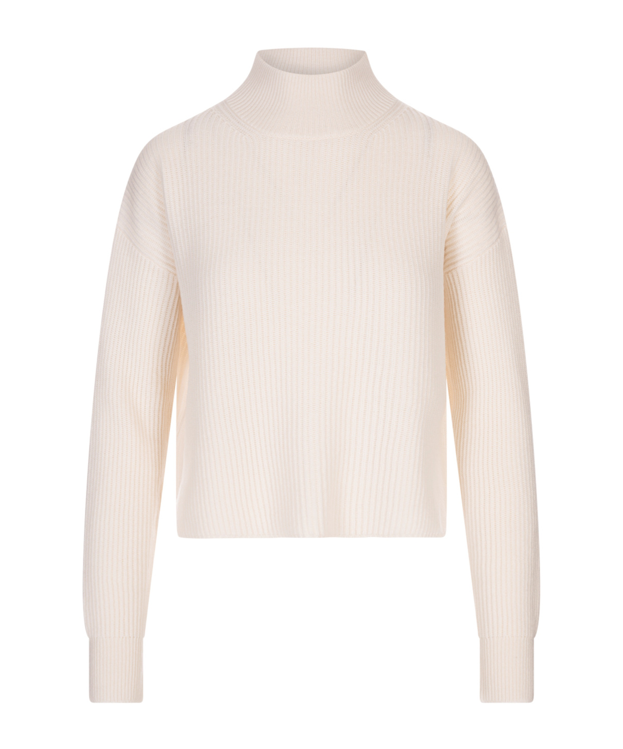 Max Mara Studio Mock Neck Ribbed Jumper In White