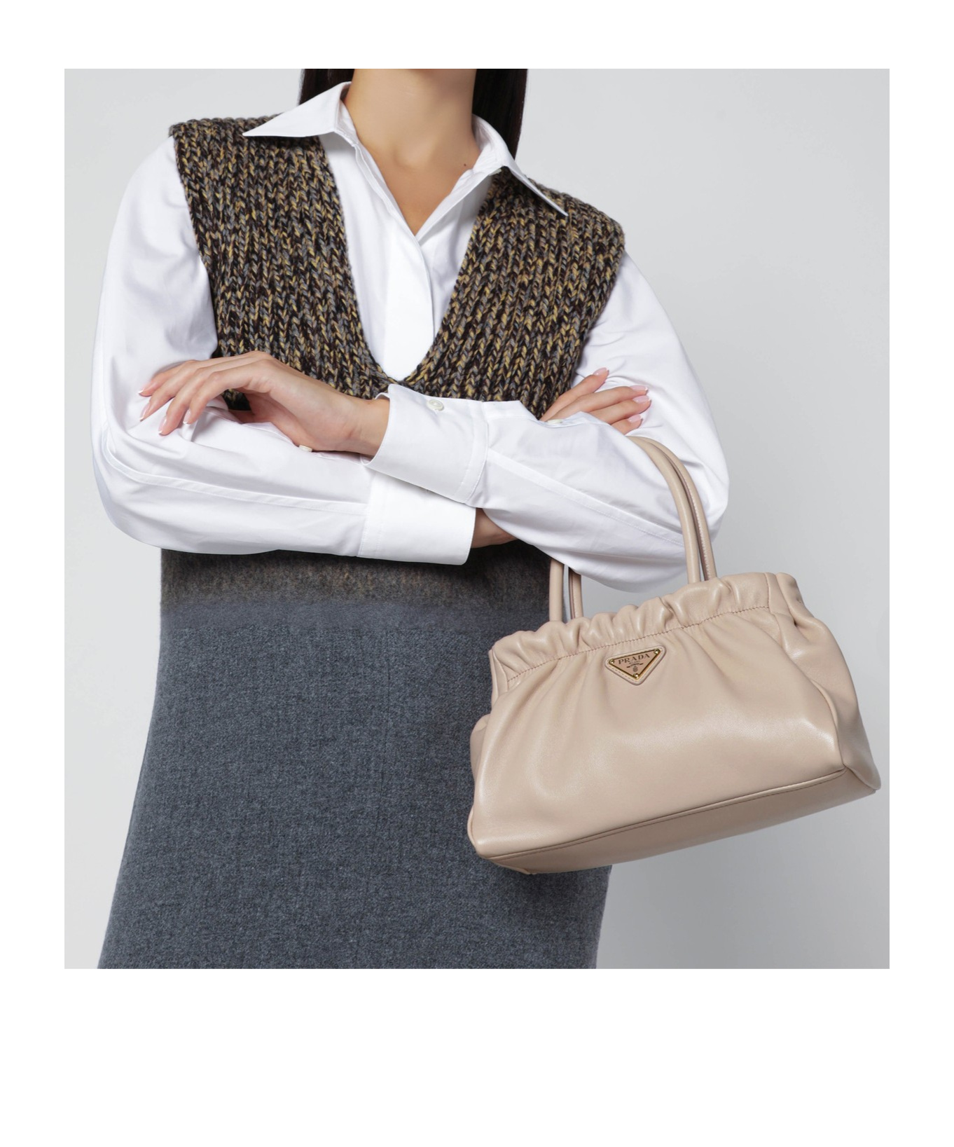 Prada Double Handle Shoulder Bag In Pink