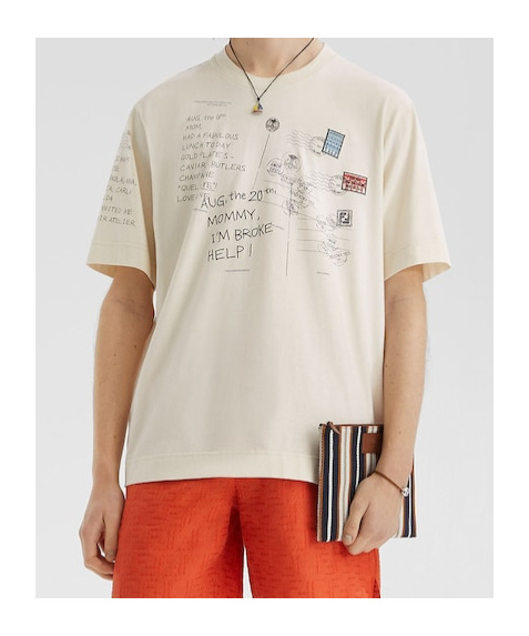 Fendi Graphic Print Crew Neck T-shirt In Neutral