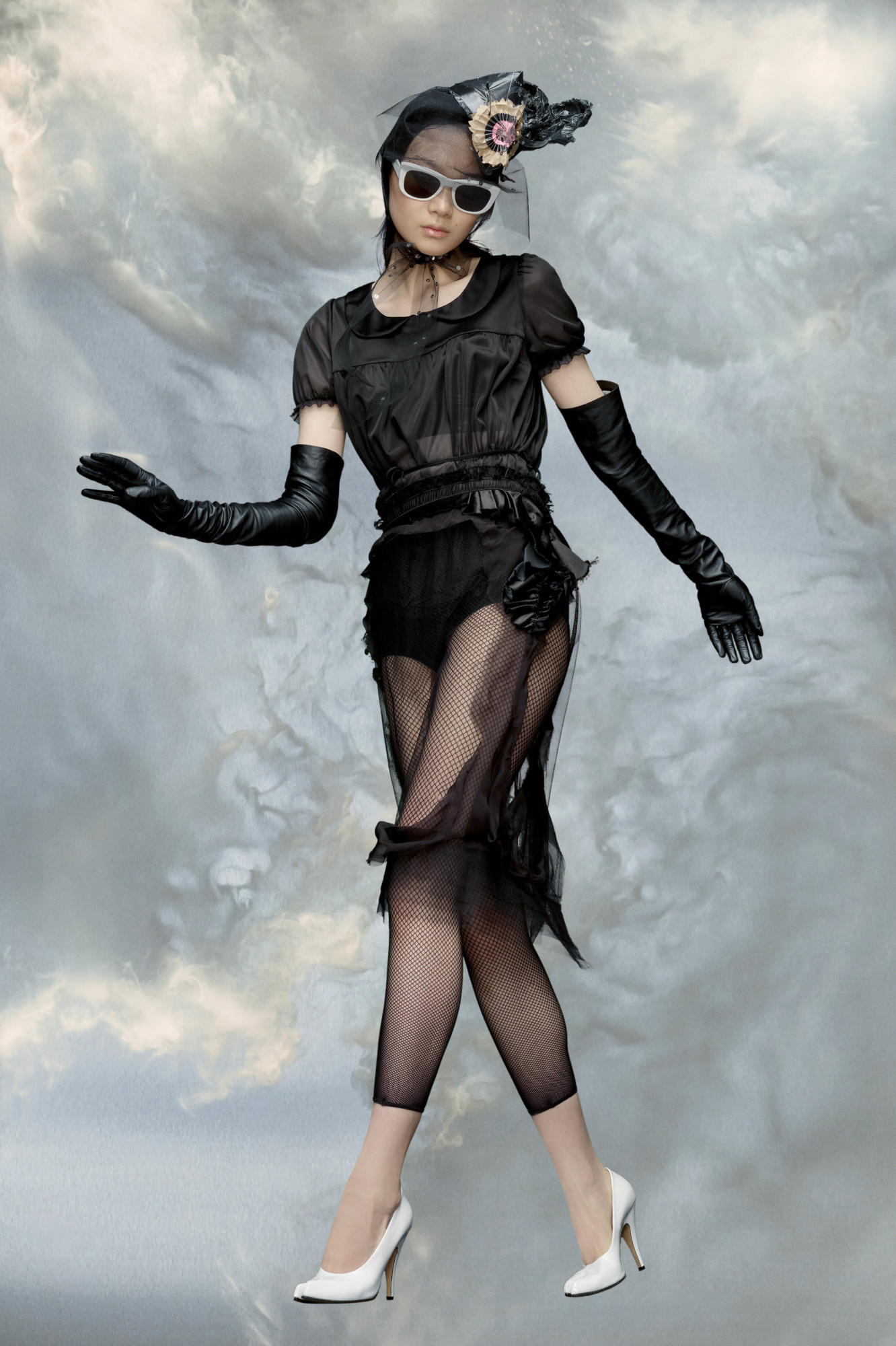 Maison Margiela Four-stitch Short-sleeved Ruched Bodysuit In Black
