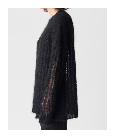 Ann Demeulemeester Oversized Crew Neck Mohair Jumper In Black