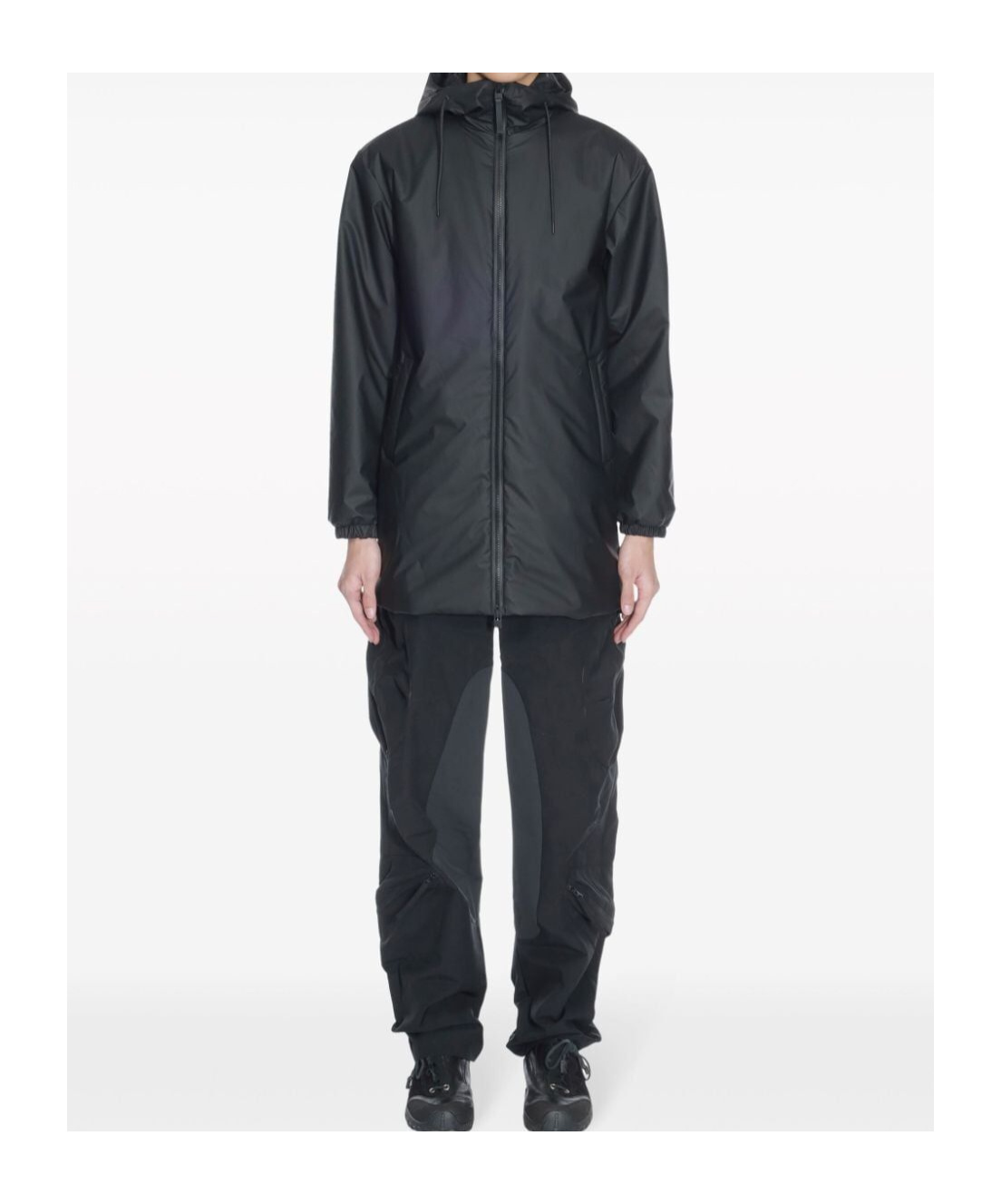 Rains Long Pointed-back Raincoat In Black