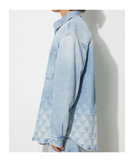 Marcelo Burlon County Of Milan Laser Cross Denim Overshirt In Blue