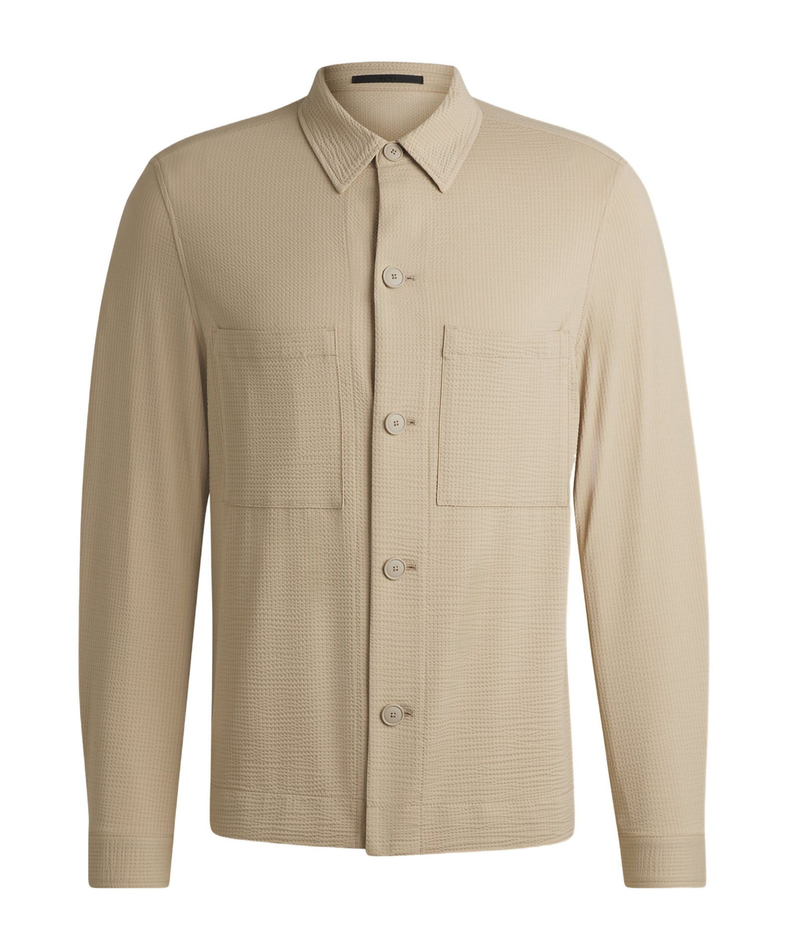 Hugo Boss Textured Fabric Button-up Shirt In Nude