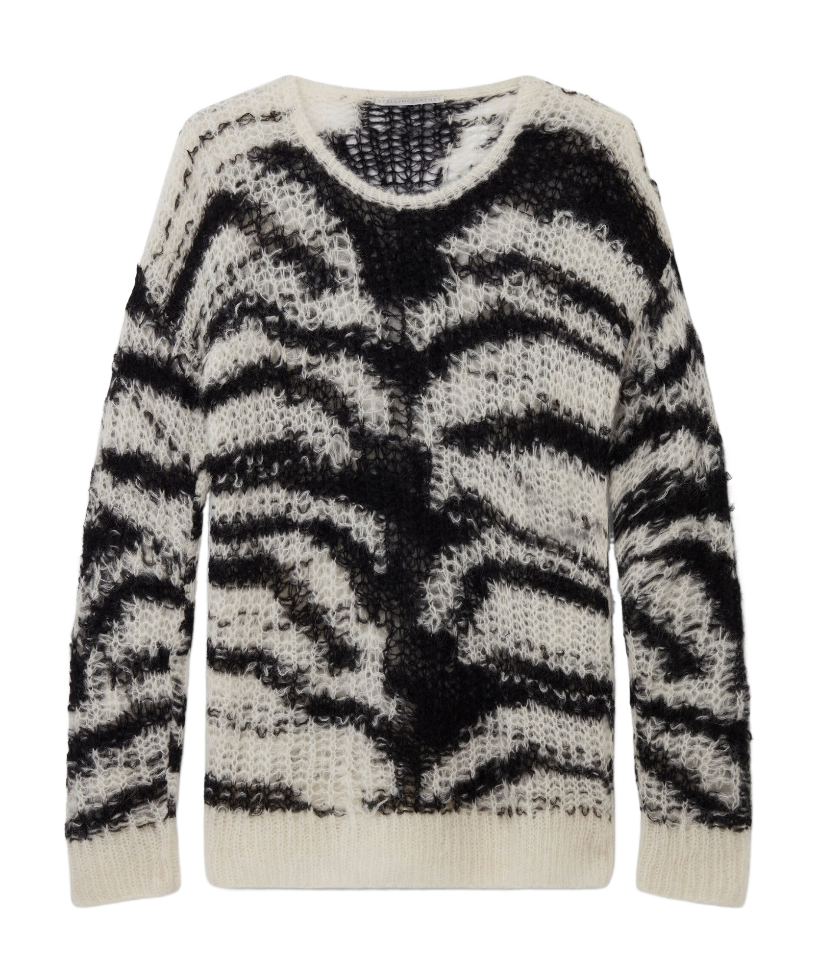 Stella Mccartney Tiger Pattern Open-knit Sweater In Gray