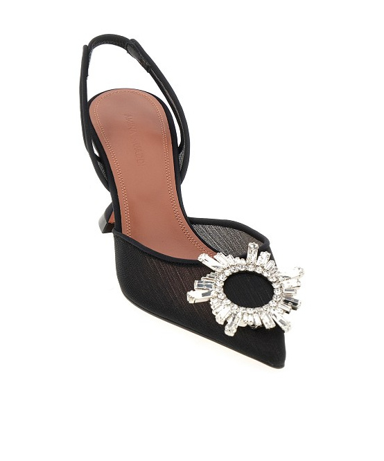 Shop Amina Muaddi Pointed High-heeled Sandals In Black